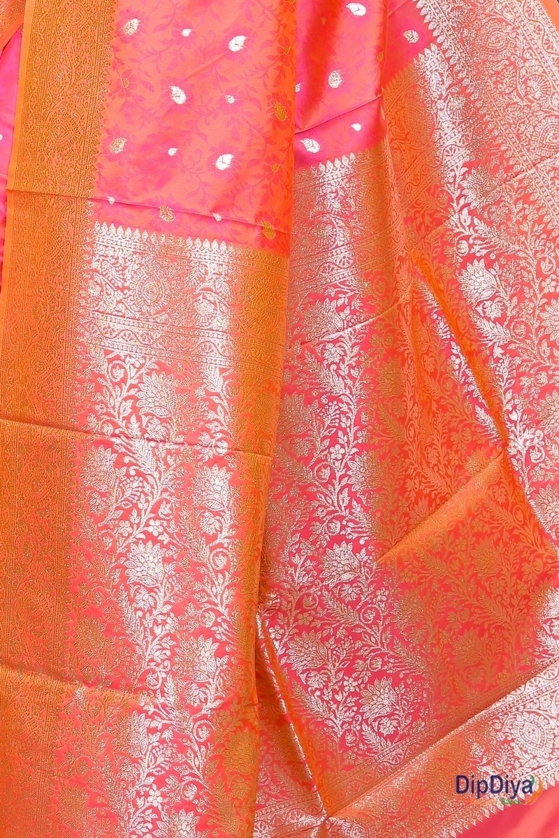 Orange Cotton Silk Parova Tanchui Saree (511)